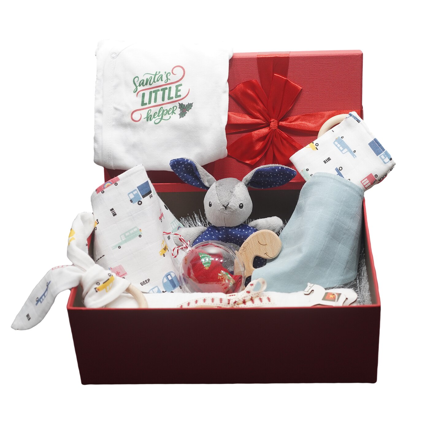 Gift Box nou nascuti HandMade, 10+ piese, material organic, 0-3 luni, baieti
