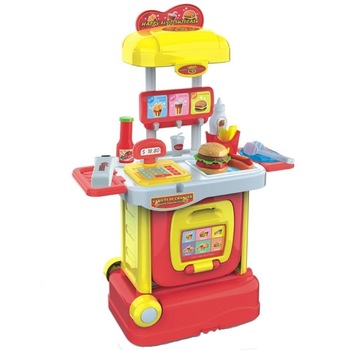 Set Troller 2 in 1 Supermarket Hamburger Shop, 34 piese Set Troller 2 in 1 Supermarket Hamburger Shop, 34 piese