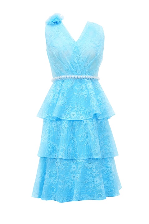 ambar studio, Csipkés midiruha átlapolt nyakrésszel, Kék