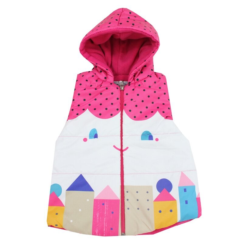 Vesta fete, poliester, roz cu buline