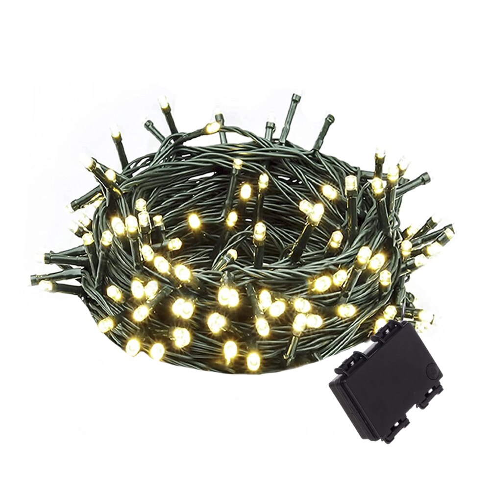 Instalatie de Craciun Liniara Zenino® - 30 LED, 3M, IP20, 2 Jocuri de Lumini, Baterii, Fir Verde, Interior, Alb Cald