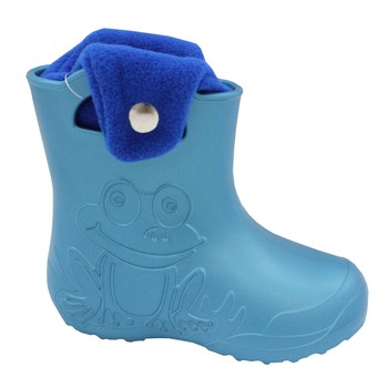 Cizme termoizolante din spuma cu ciorap, Frog, capse, albastru metalic Cizme termoizolante din spuma cu ciorap, Frog, capse, albastru metalic