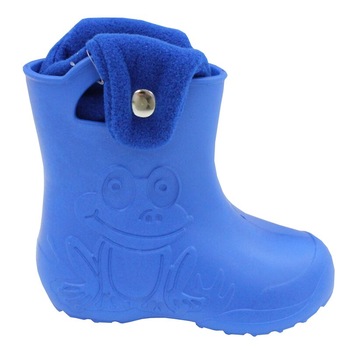 Cizme termoizolante din spuma cu ciorap, Frog, cu capse, albastre Cizme termoizolante din spuma cu ciorap, Frog, cu capse, albastre