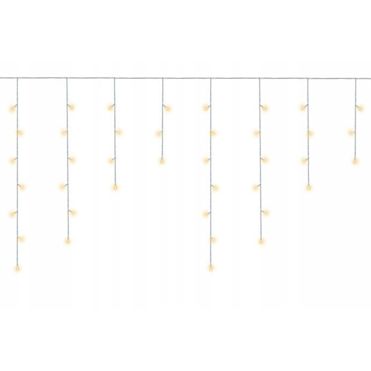 Instalatie de Craciun, Zola®, perdea curgatoare cu franjuri inegale, 500 leduri, lumina calda, impermeabilitate IP44, lungime totala 20.65 m, 230V