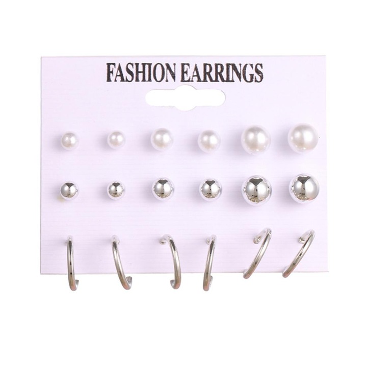 Дамски комплект обеци FAC, MS032-2, Метал, Сребрист