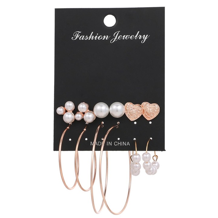 Set cercei dama, FAC Fashion MS370-1, Metal, Auriu