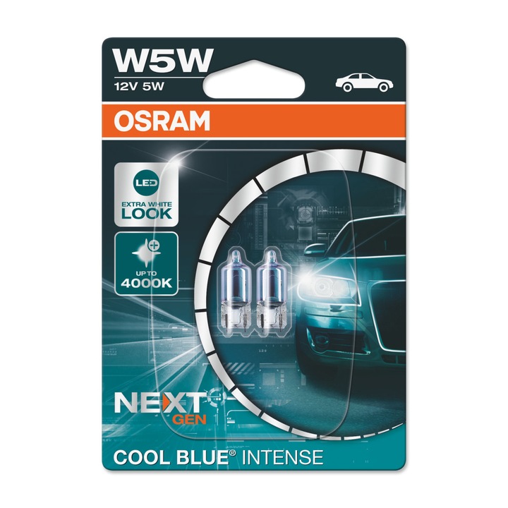 Osram COOL BLUE INTENSE NEXT GEN 2825CBN-02B 2 darabos autó izzó készlet, W5W, 12V, Blister