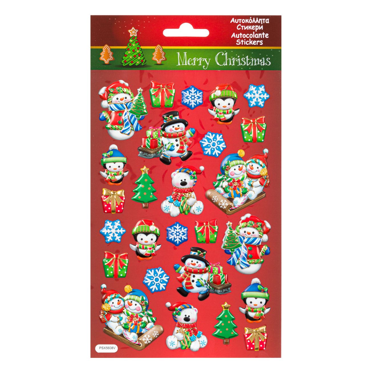 Set autocolante decorative, Zola, pentru Craciun, Om de Zapada si pinguini, 19bucati