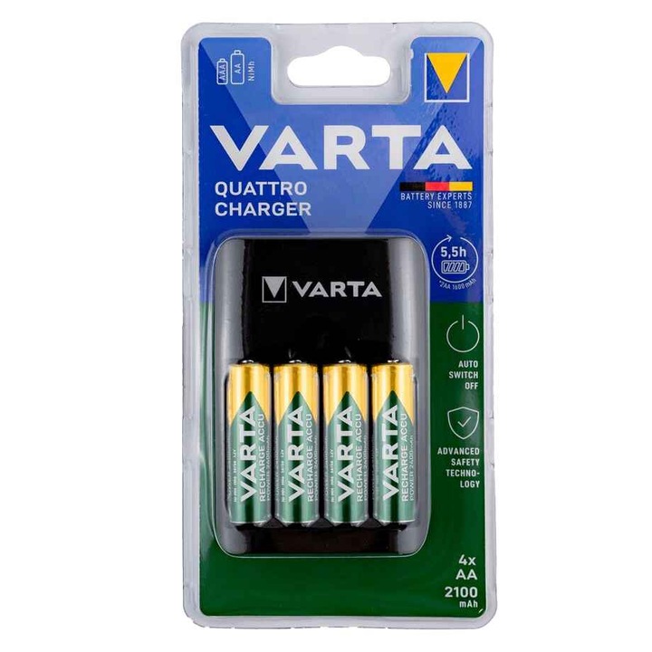 Varta USB töltő, 4 foglalattal, AA/AAA-s elemekhez, 4 db 56706-os elemmel