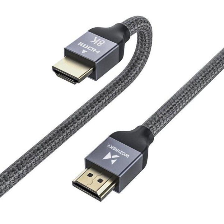 Cablu video Wozinsky WHDMI-10, HDMI tata - HDMI tata, 8K, 60Hz, 1m, Argintiu