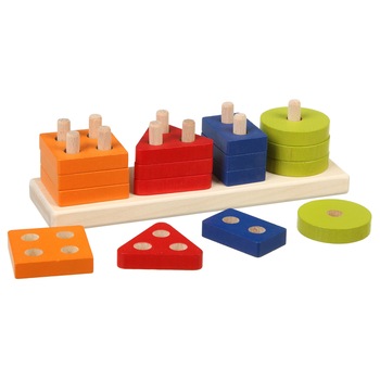Sortator din lemn Cubika, cu 16 de forme geometrice Sortator din lemn Cubika, cu 16 de forme geometrice