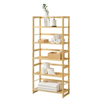 Raft uz casnic, en.casa, Luster, 58 x 27 x 135,5 cm, bambus, natur, cu 5 polite depozitare Raft uz casnic, en.casa, Luster, 58 x 27 x 135,5 cm, bambus, natur, cu 5 polite depozitare