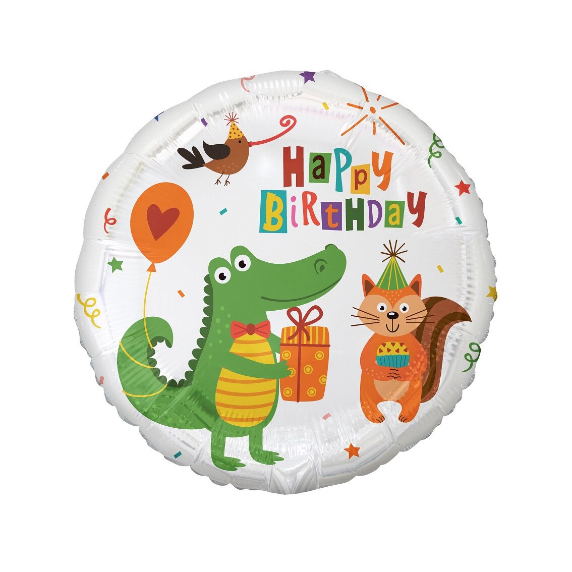 Balon Folie Happy Birthday Animalute, Multicolor, 36 cm