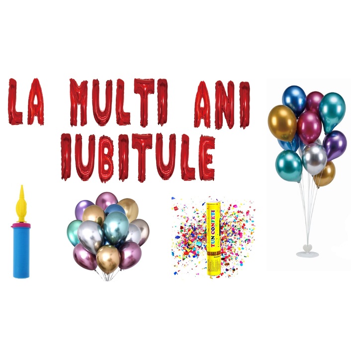 Boldog születésnapot lufi szett Édesem, tortalapos ajándék, 79 db, piros