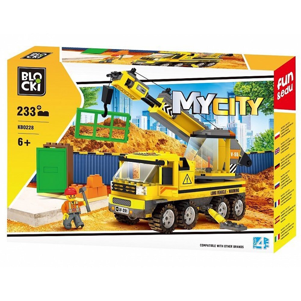 Set constructii, Camion cu macara, 233 piese, 7toys