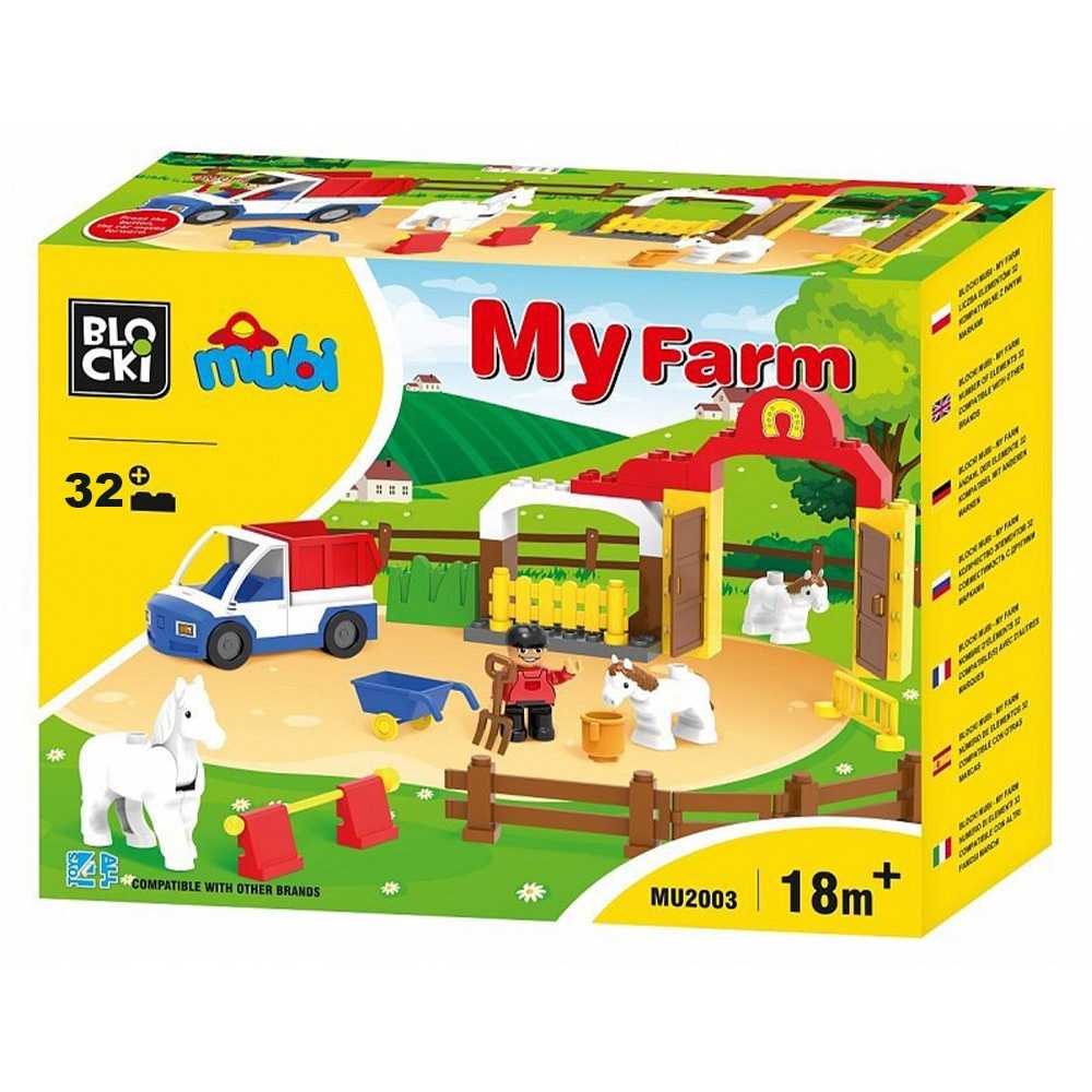 Set constructii, Ferma+tractor, 32 piese, 7toys