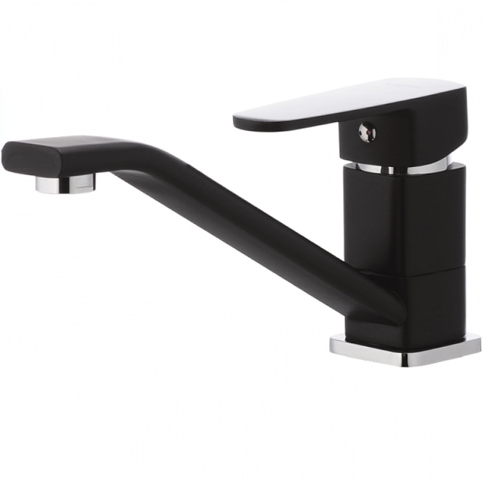 Baterie chiuveta baie ZAFIT™ LUX-101, otel inoxidabil, cartus ceramic, monocomanda, racorduri flexibile incluse, Negru mat