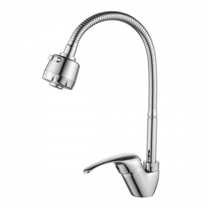 Смесител за кухня ITALOMIX, Гъвкав кран, 2-функционален аератор, Хром