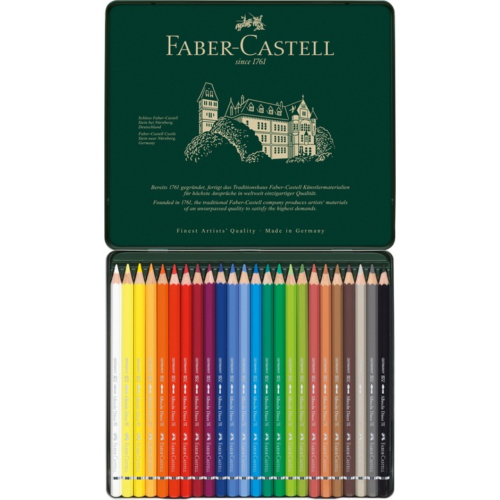Creioane colorate Faber-Castell Albrecht Durer, 24 culori, cutie metal