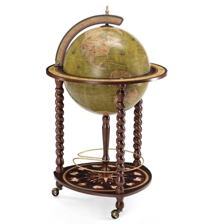 Глобус бар на колела Explora - Olive от Zoffoli, 55x55x93 см