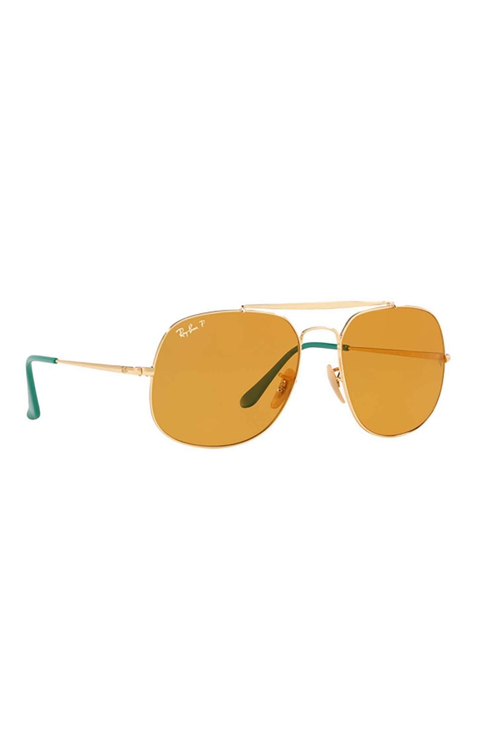 Ochelari de soare, Rayban, Aviator, Metal, Polarizat, 57-17-145, Auriu/Maro