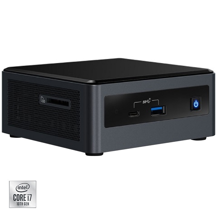 Mini PC Barebone Intel® NUC 10 Frost Canyon NUC10I7FNHN2 cu procesor Intel® Core™ i7-10710U pana la 4.70GHz, fara RAM, fara stocare, fara jack audio, Intel® UHD Graphics, No OS