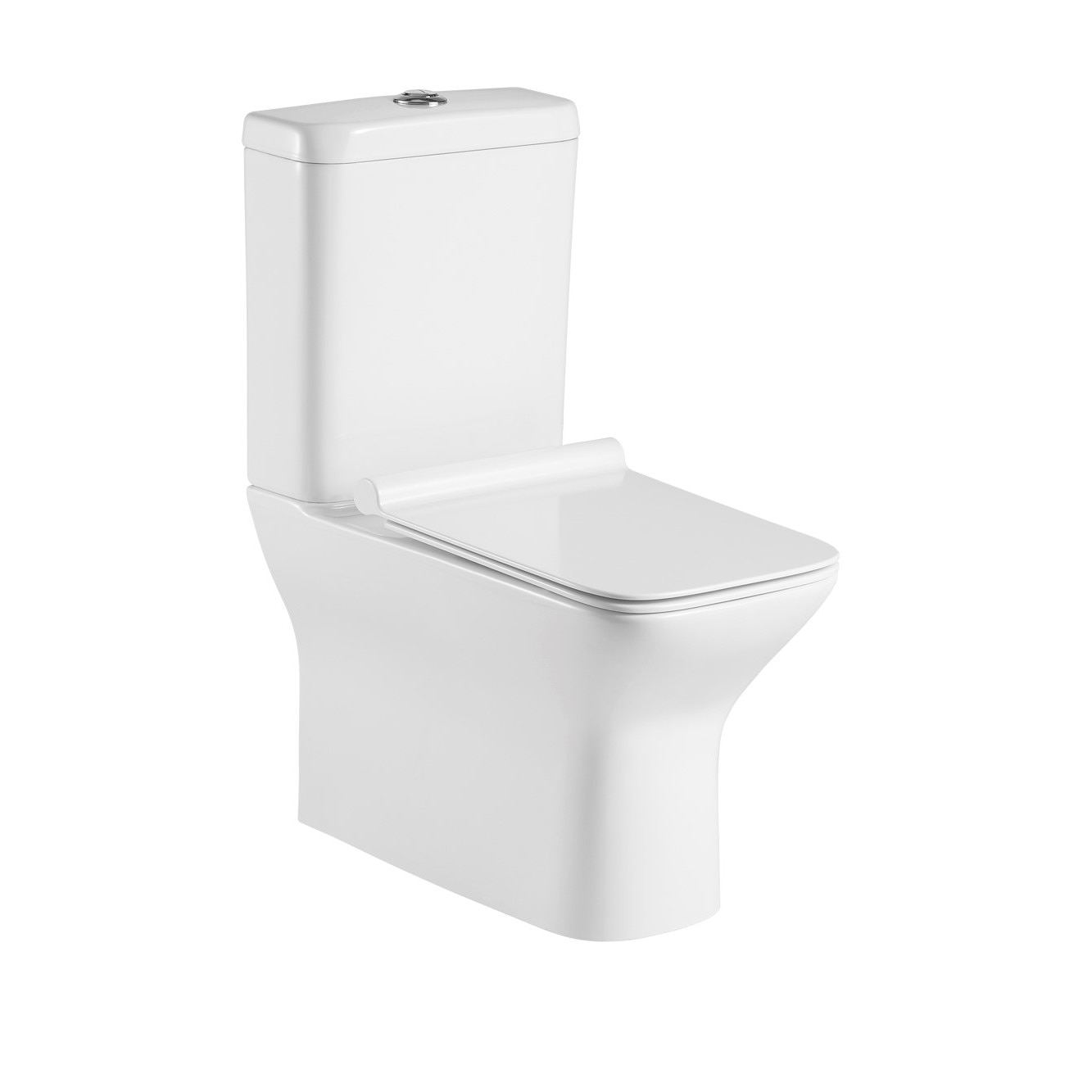 Set vas WC compact, Belbagno, Seria Romano, Rimless, cu rezervor si mecanism, capac Duroplast, inchidere lenta, Ceramica, Alb, 650 mm