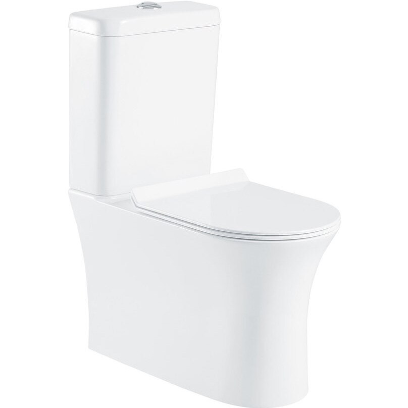 Set vas WC compact, Belbagno, Seria Ancona, Rimless, cu rezervor si mecanism, capac Duroplast, inchidere lenta, Ceramica, Alb, 650 mm
