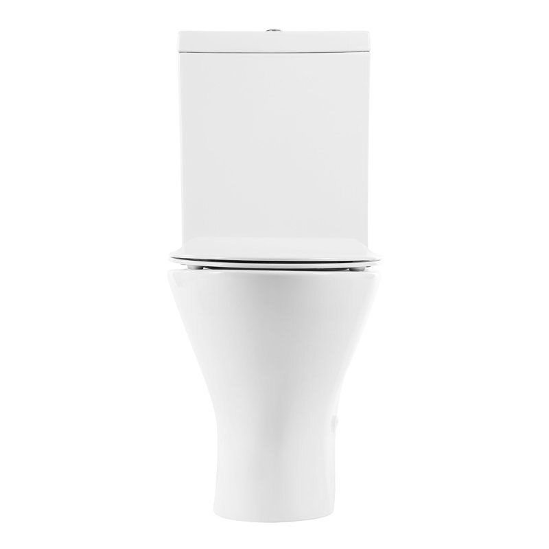 Set vas WC compact, Belbagno, Seria Acqua, Rimless, cu rezervor si mecanism, capac Duroplast, inchidere lenta, Ceramica, Alb, 655 mm