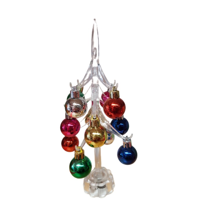 Karácsonyfa dísztárgy, Ahelos, Golyókkal, Világító, 25 cm