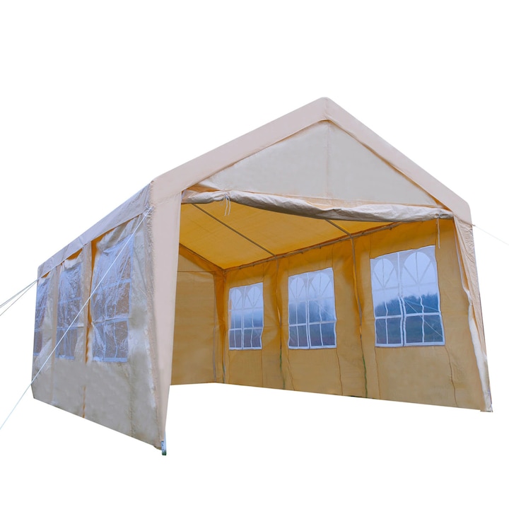 Pavilon, sátor, félprofi, 3x6 m , acél szerkezet, vastag ponyva, 100% vízálló, 180g/2, UV5 90%, sárga