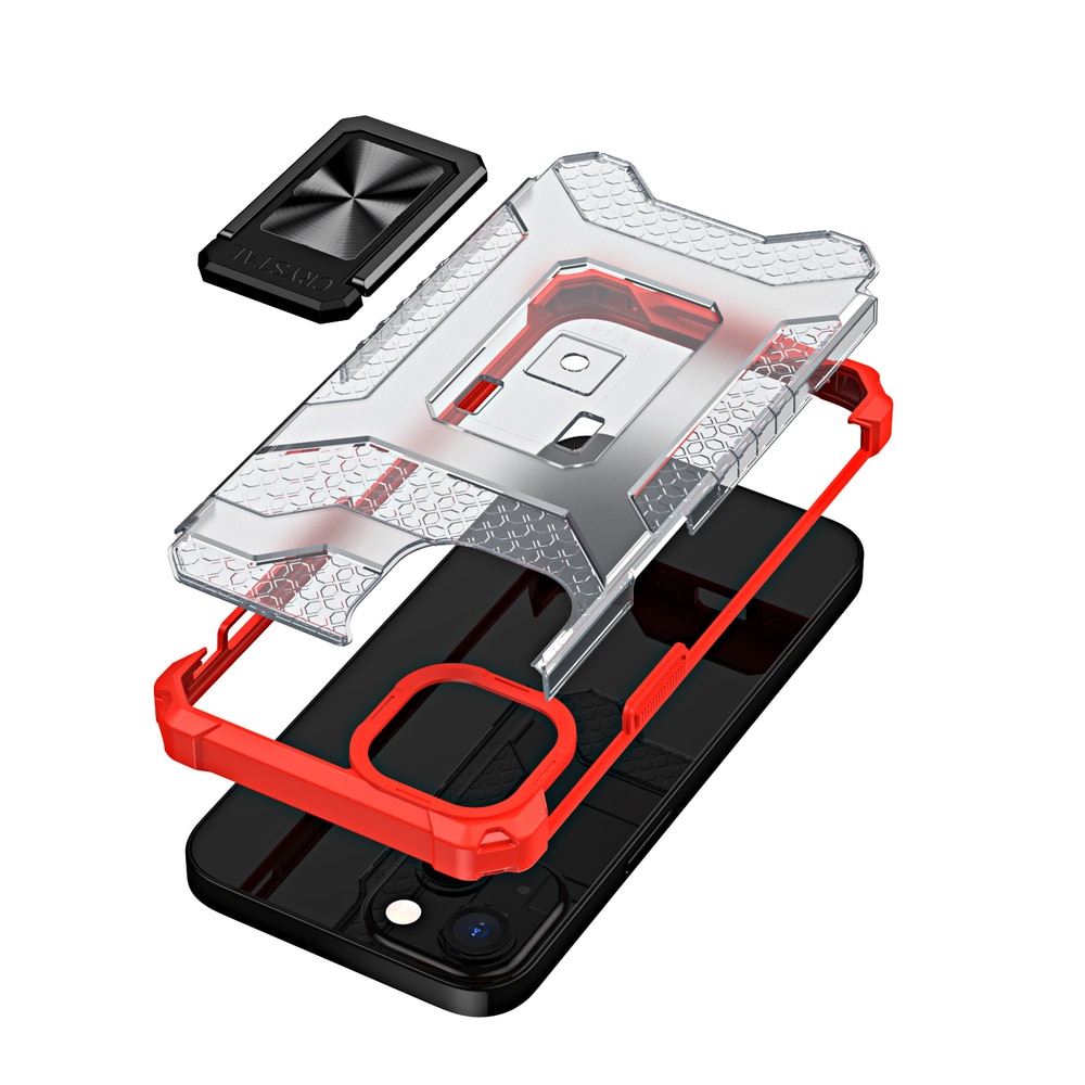 Carcasa Crystal Ring compatibila cu iPhone 13, Functie magnetica, Red