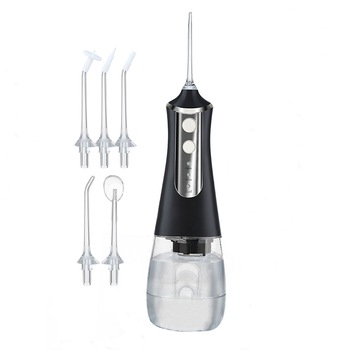 Irigator Bucal Profesional Zepo, Pentru Dus Bucal si Oral, Fara Fir, Portabil, Baterie 1400 mAh, 3 Trepte de Presiune, 5 Capete de Curatare Incluse, Rezervor 300 ml, Negru Irigator Bucal Profesional Zepo, Pentru Dus Bucal si Oral, Fara Fir, Portabil, Baterie 1400 mAh, 3 Trepte de Presiune, 5 Capete de Curatare Incluse, Rezervor 300 ml, Negru