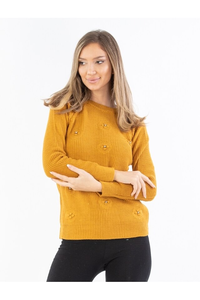 Pulover Dama Marvin Mustar, marime universala