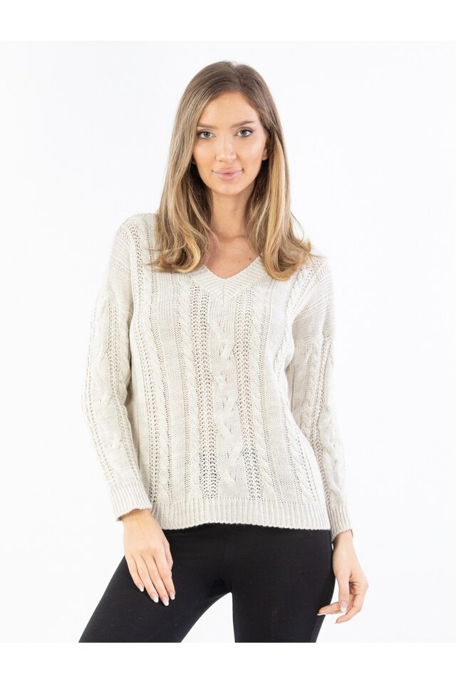 Pulover Dama Abilene Bej, marime universala