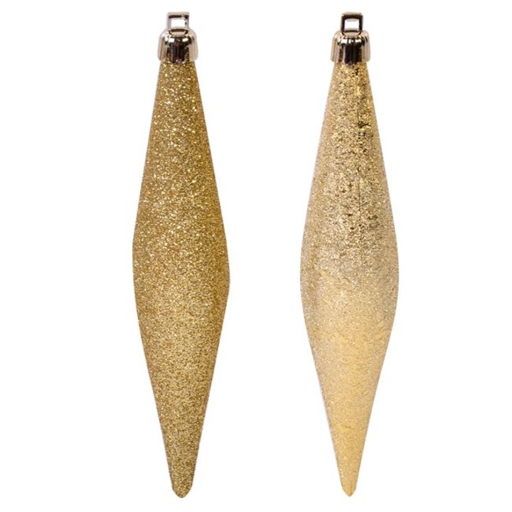 Set 6 ornamente de Craciun aurii Shopiens®, in forma turturi glitter, 16 cm