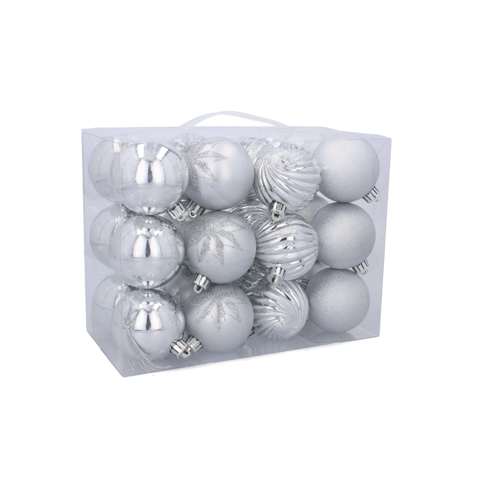 Set 24 globuri ,6cm , argintii