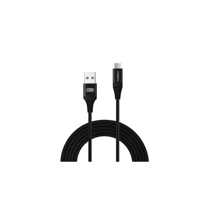 Cablu de date USB la USB-C, 20W, dublu ranforsat, 3 metri, Negru