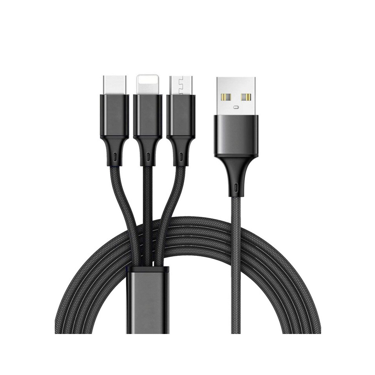 Cablu Date 3-in-1, MicroUSB, Type-c, Lightning, 1.2 m, Negru