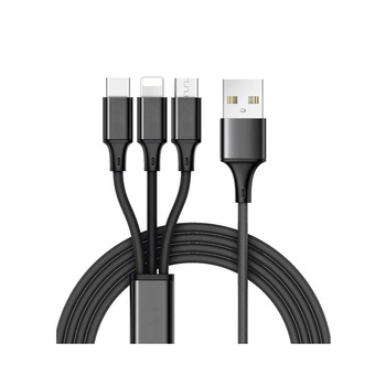 Cablu Date 3-in-1, MicroUSB, Type-c, Lightning, 1.2 m, Negru Cablu Date 3-in-1, MicroUSB, Type-c, Lightning, 1.2 m, Negru
