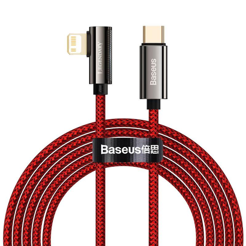 Cablu pentru incarcare si transfer de date Baseus Legend Elbow, USB Type-C/Lightning, 20W, 2m, Rosu