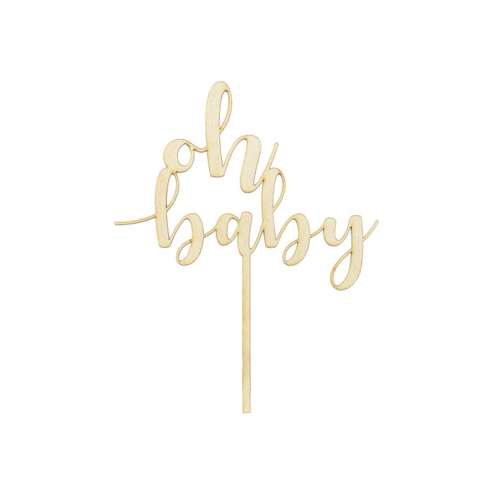 Decoratiune Prajitura Lemn Oh baby, 17 cm