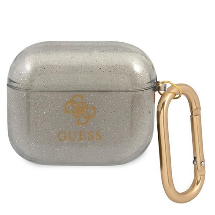 AirPods 3 kompatibilis tok, Guess, GUA3UCG4GK, Glitter Collection, ezüst, fém gyűrű