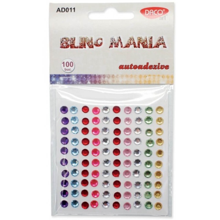 Strasuri Autoadezive Daco Bling-Mania 100 Buc/Set, Multicolor