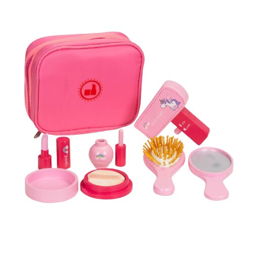 Set de infrumusetare din lemn si accesorii pentru fetite, 6 accesorii 17x7x15