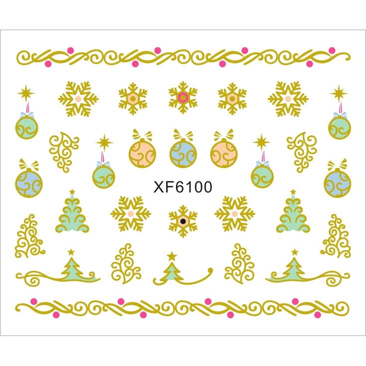 Sticker nail art Lila Rossa, pentru Craciun, Revelion si iarna, 7.2 x 10.5 cm, xf6100