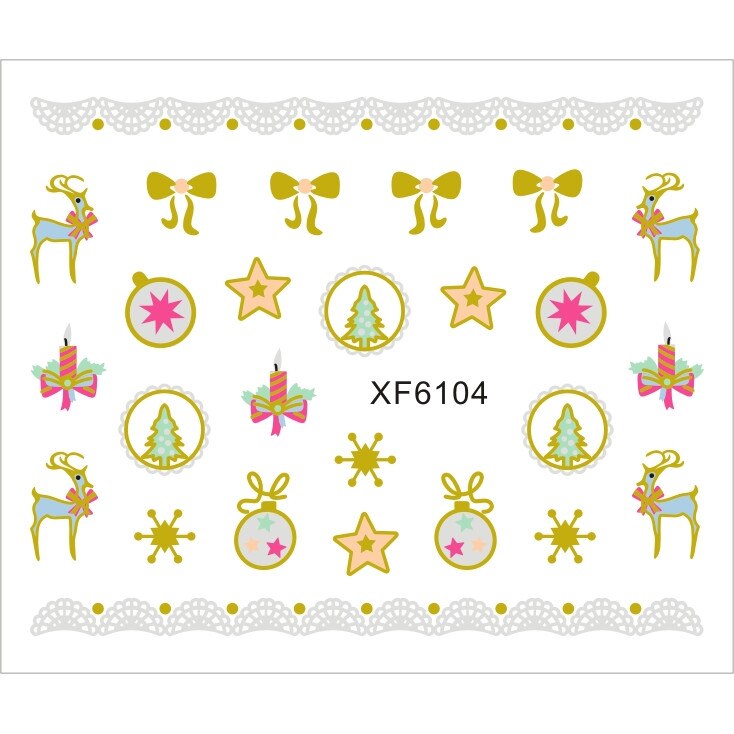 Sticker nail art Lila Rossa, pentru Craciun, Revelion si iarna, 7.2 x 10.5 cm, xf6104