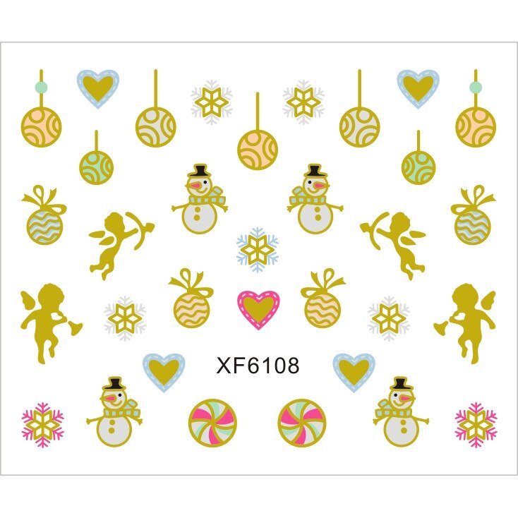Sticker nail art Lila Rossa, pentru Craciun, Revelion si iarna, 7.2 x 10.5 cm, xf6108