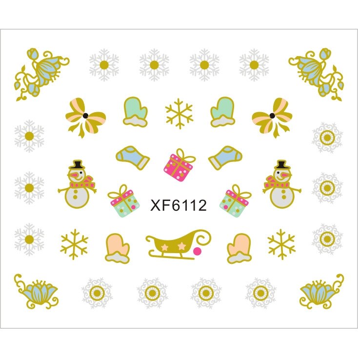 Sticker nail art Lila Rossa, pentru Craciun, Revelion si iarna, 7.2 x 10.5 cm, xf6112