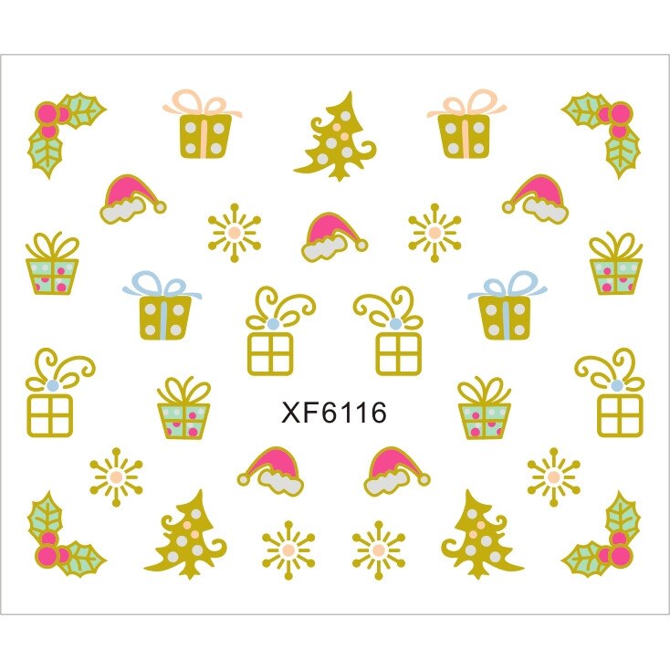 Sticker nail art Lila Rossa, pentru Craciun, Revelion si iarna, 7.2 x 10.5 cm, xf6116
